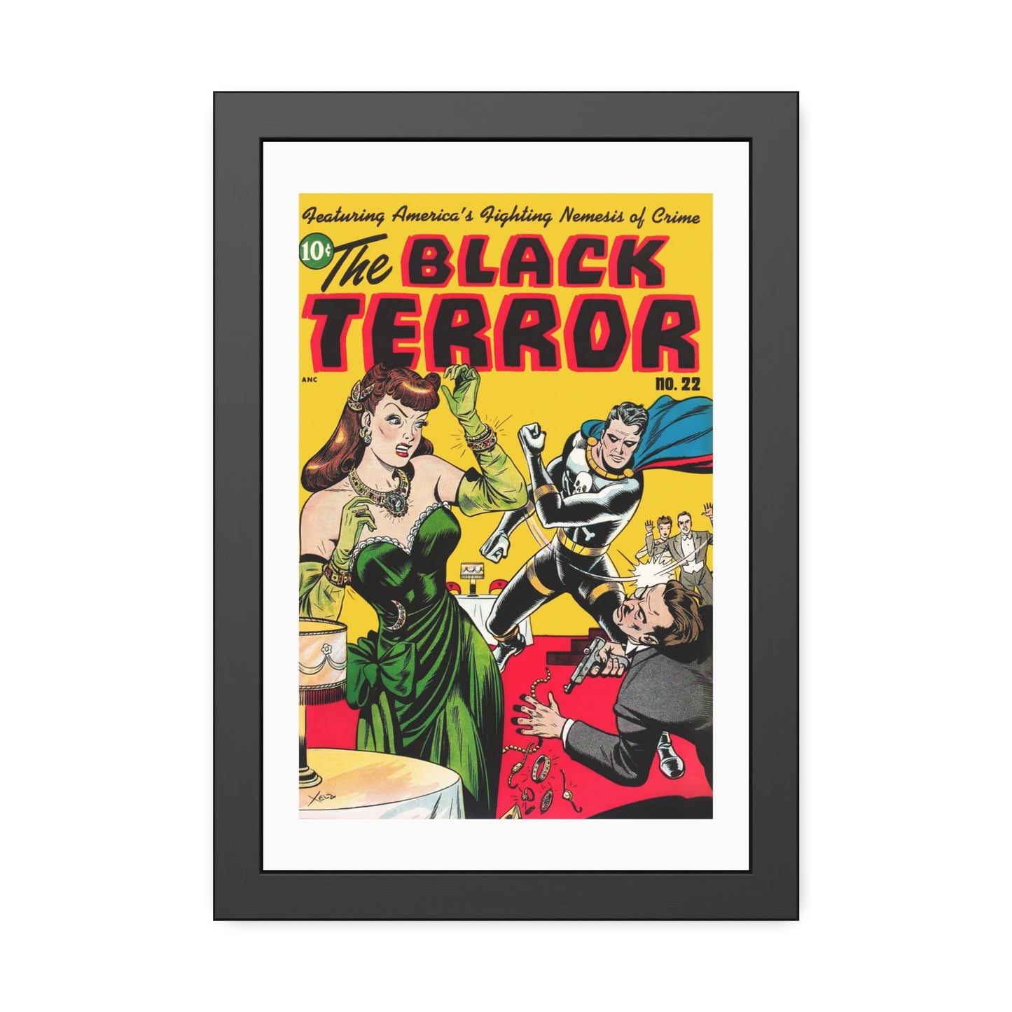 The Black Terror #22 | Framed Art Print | Free Shipping | Golden Age Comic Art | Retro Vintage Classic