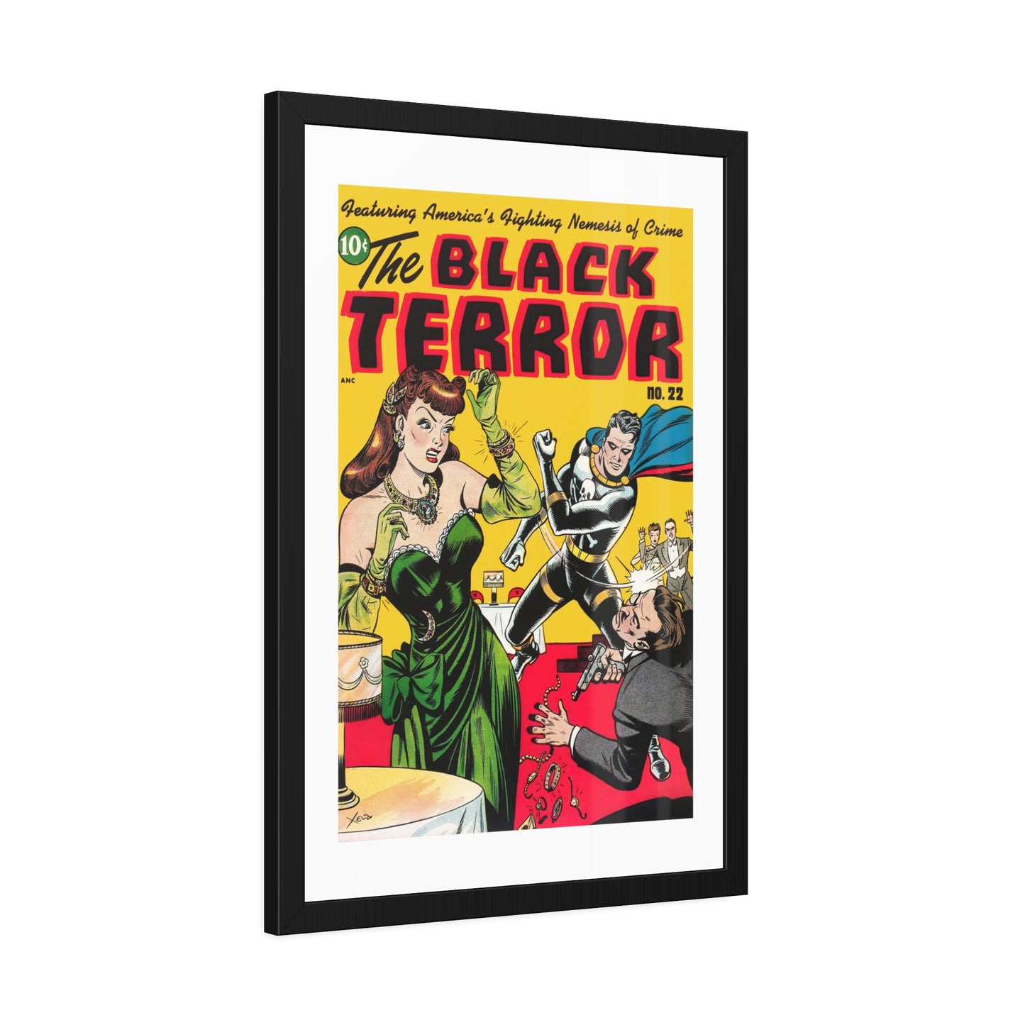 The Black Terror #22 | Framed Art Print | Free Shipping | Golden Age Comic Art | Retro Vintage Classic