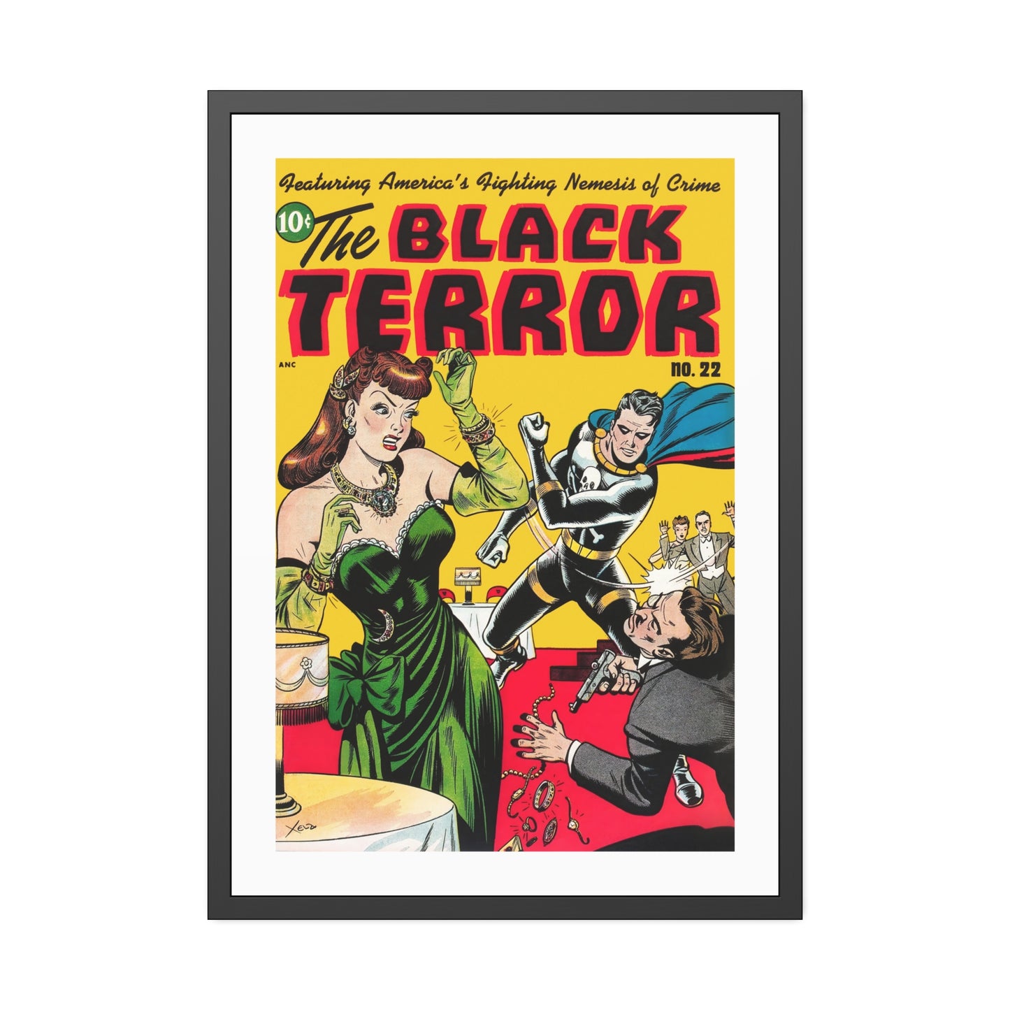 The Black Terror #22 | Framed Art Print | Free Shipping | Golden Age Comic Art | Retro Vintage Classic