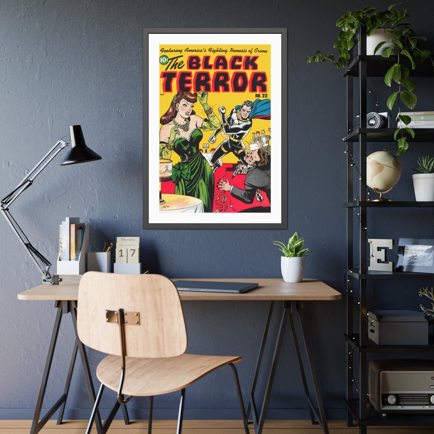 The Black Terror #22 | Framed Art Print | Free Shipping | Golden Age Comic Art | Retro Vintage Classic