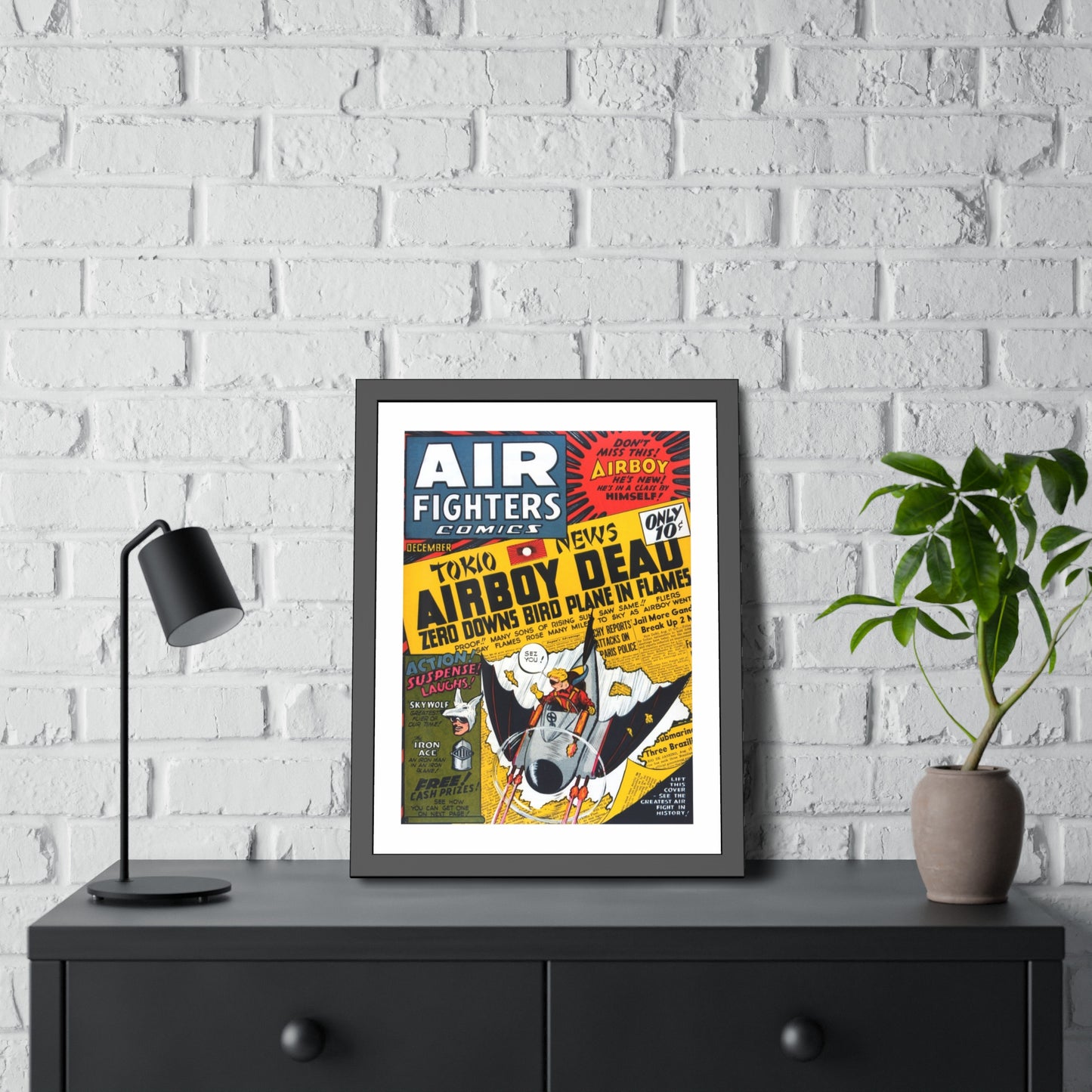 Air Fighters Comics #3 | Framed Art Print | Free Shipping | Golden Age Comic Art | Retro Vintage Classic