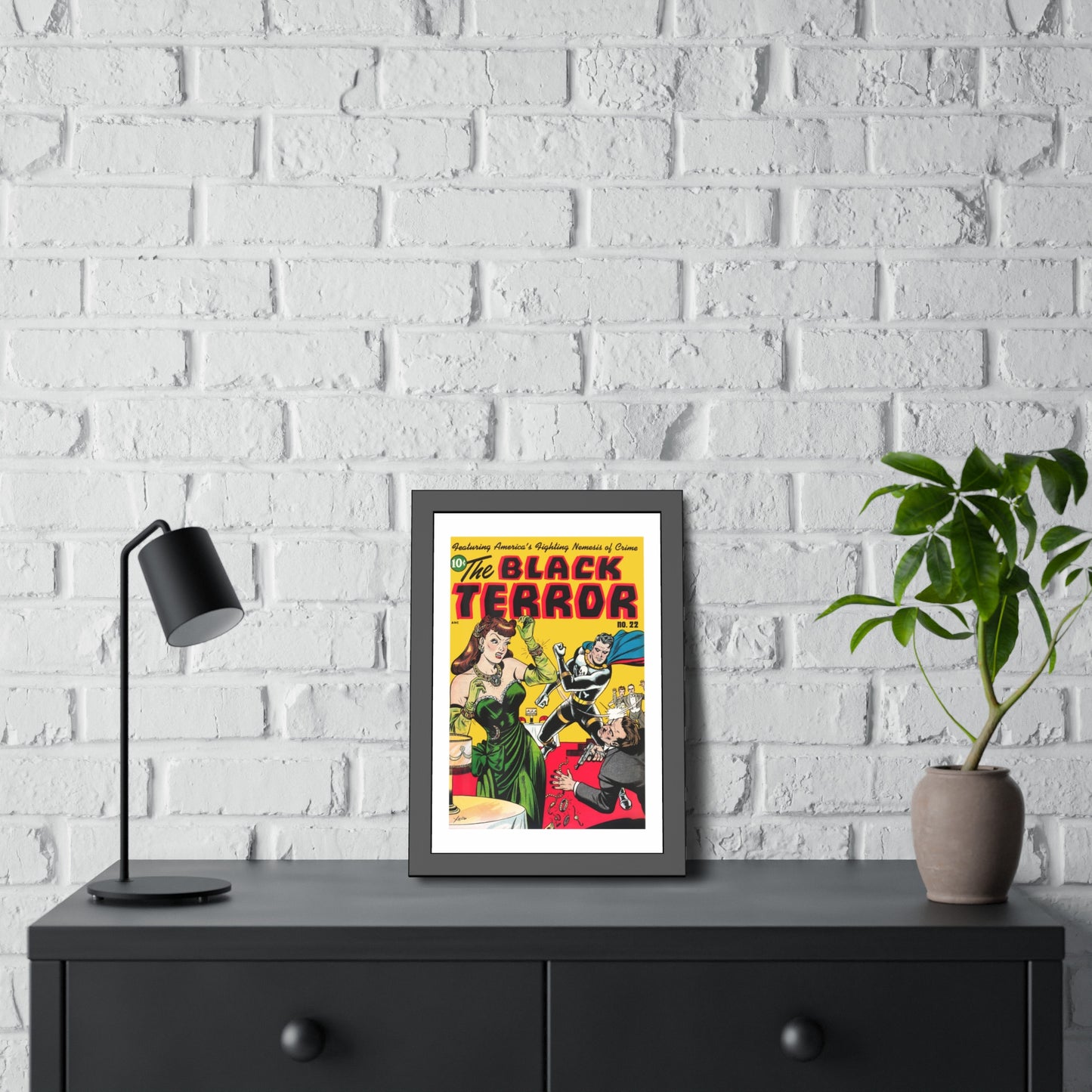 The Black Terror #22 | Framed Art Print | Free Shipping | Golden Age Comic Art | Retro Vintage Classic