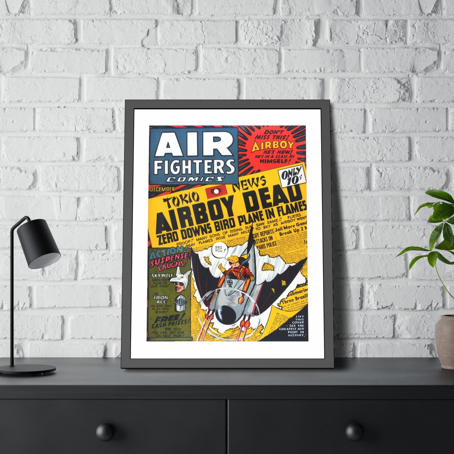 Air Fighters Comics #3 | Framed Art Print | Free Shipping | Golden Age Comic Art | Retro Vintage Classic