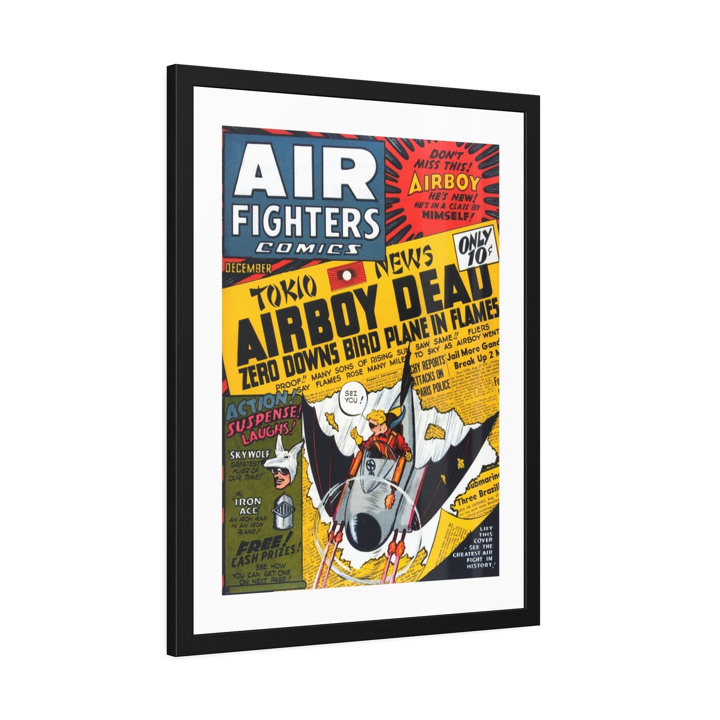 Air Fighters Comics #3 | Framed Art Print | Free Shipping | Golden Age Comic Art | Retro Vintage Classic