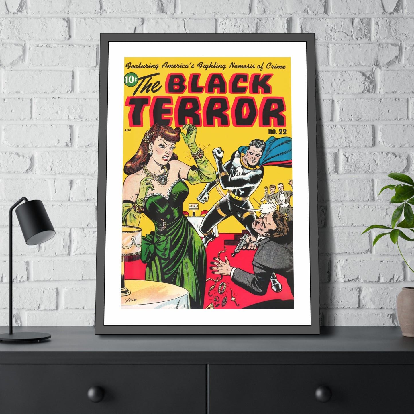 The Black Terror #22 | Framed Art Print | Free Shipping | Golden Age Comic Art | Retro Vintage Classic