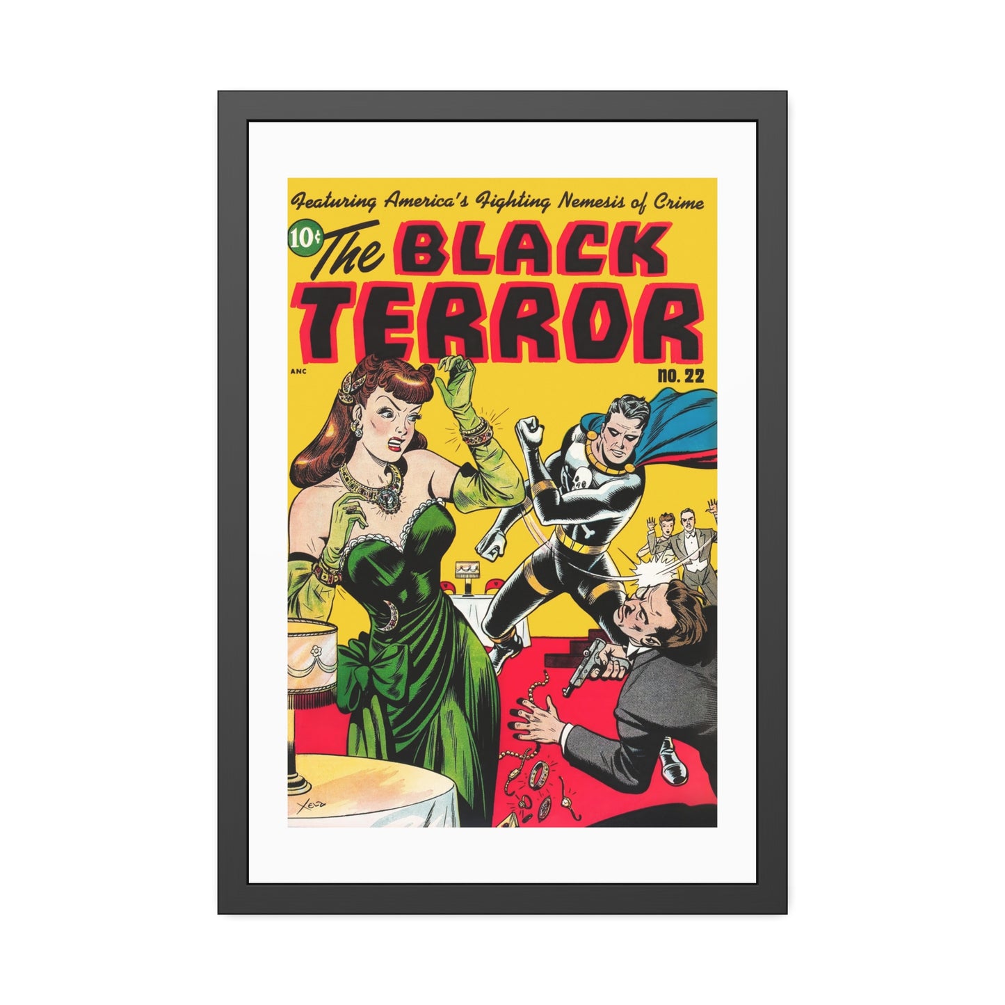 The Black Terror #22 | Framed Art Print | Free Shipping | Golden Age Comic Art | Retro Vintage Classic