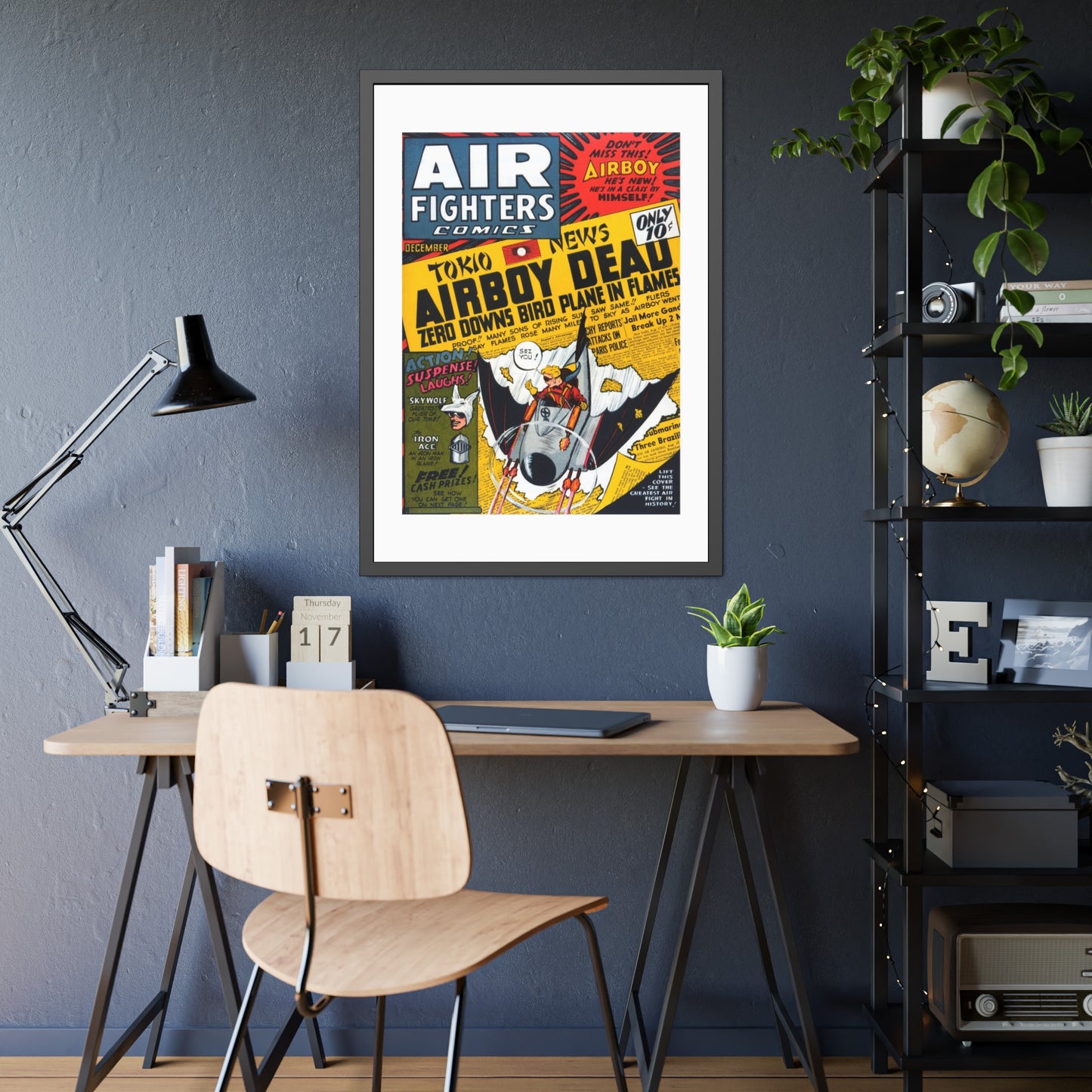 Air Fighters Comics #3 | Framed Art Print | Free Shipping | Golden Age Comic Art | Retro Vintage Classic