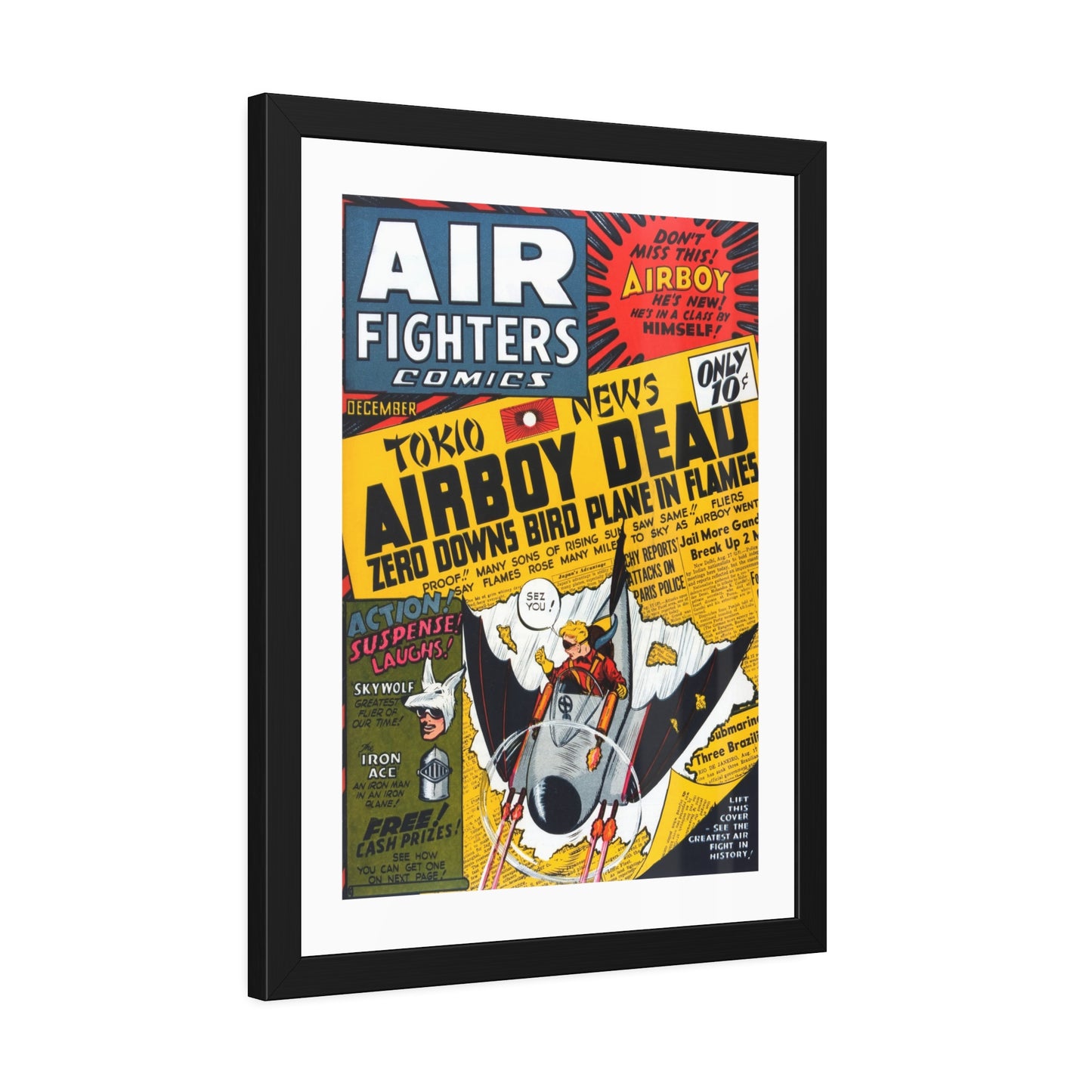 Air Fighters Comics #3 | Framed Art Print | Free Shipping | Golden Age Comic Art | Retro Vintage Classic