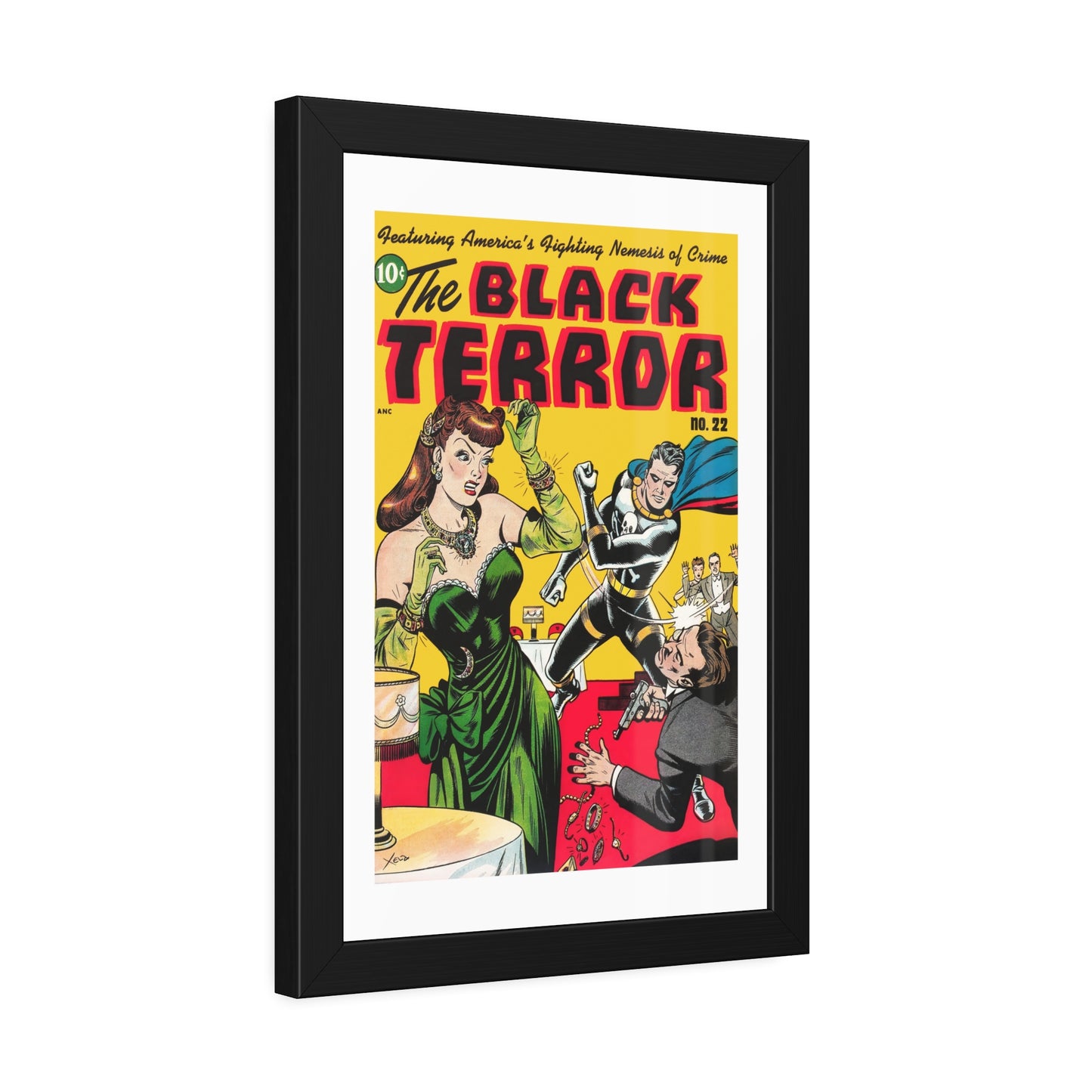 The Black Terror #22 | Framed Art Print | Free Shipping | Golden Age Comic Art | Retro Vintage Classic