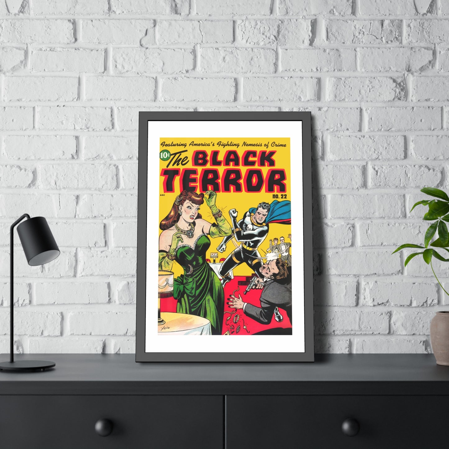 The Black Terror #22 | Framed Art Print | Free Shipping | Golden Age Comic Art | Retro Vintage Classic