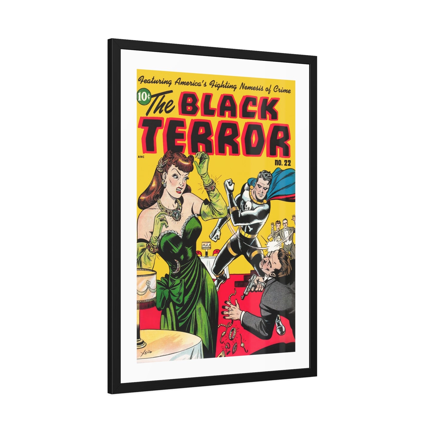 The Black Terror #22 | Framed Art Print | Free Shipping | Golden Age Comic Art | Retro Vintage Classic